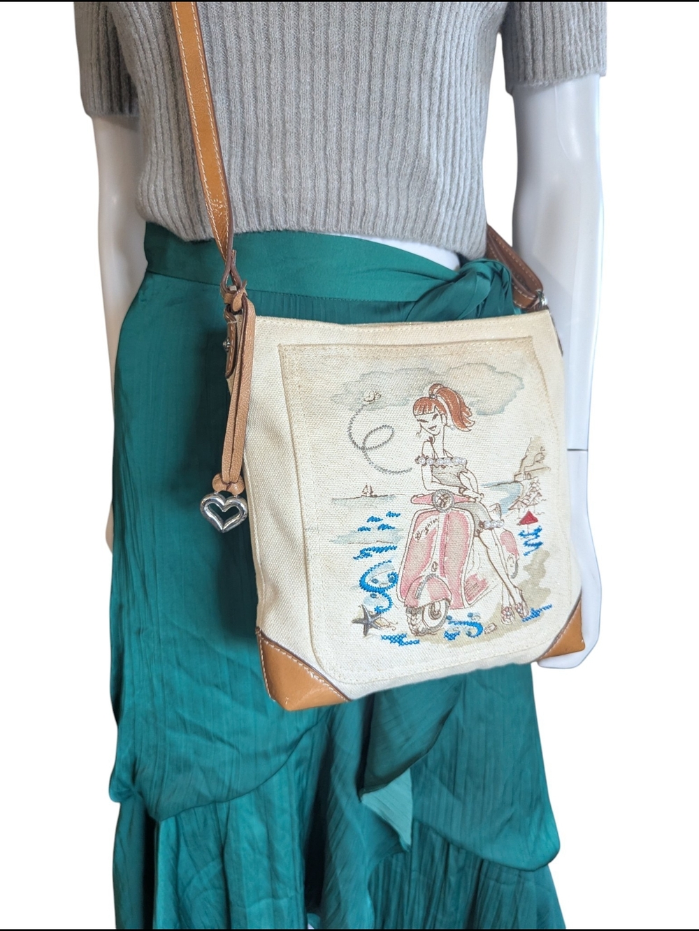 Vintage Brighton Saint Tropez canvas crossbody. shoulder bag